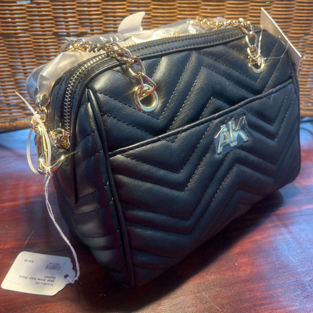 NEW ANNE KLEIN BLACK QUILTED