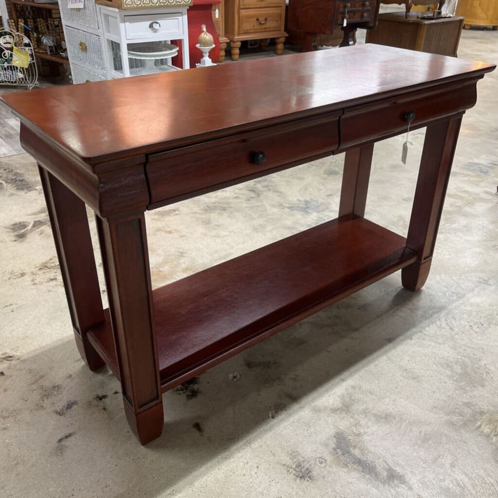 TWO DRAWER CONSOLE TABLE W/BOTTOM SHELF