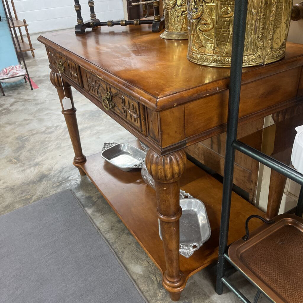 Klaussner Carved 2 Drawer Sofa Table