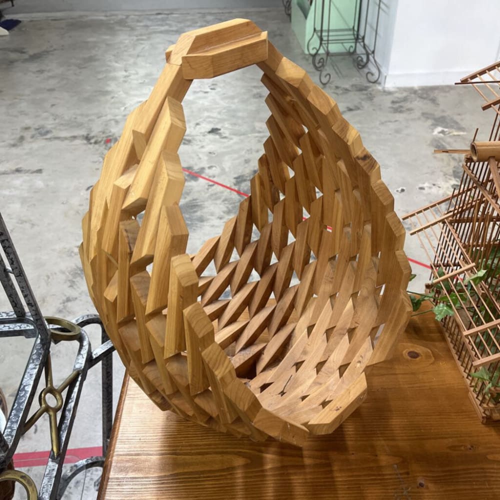 OLD WOOD FOLK ART BASKET