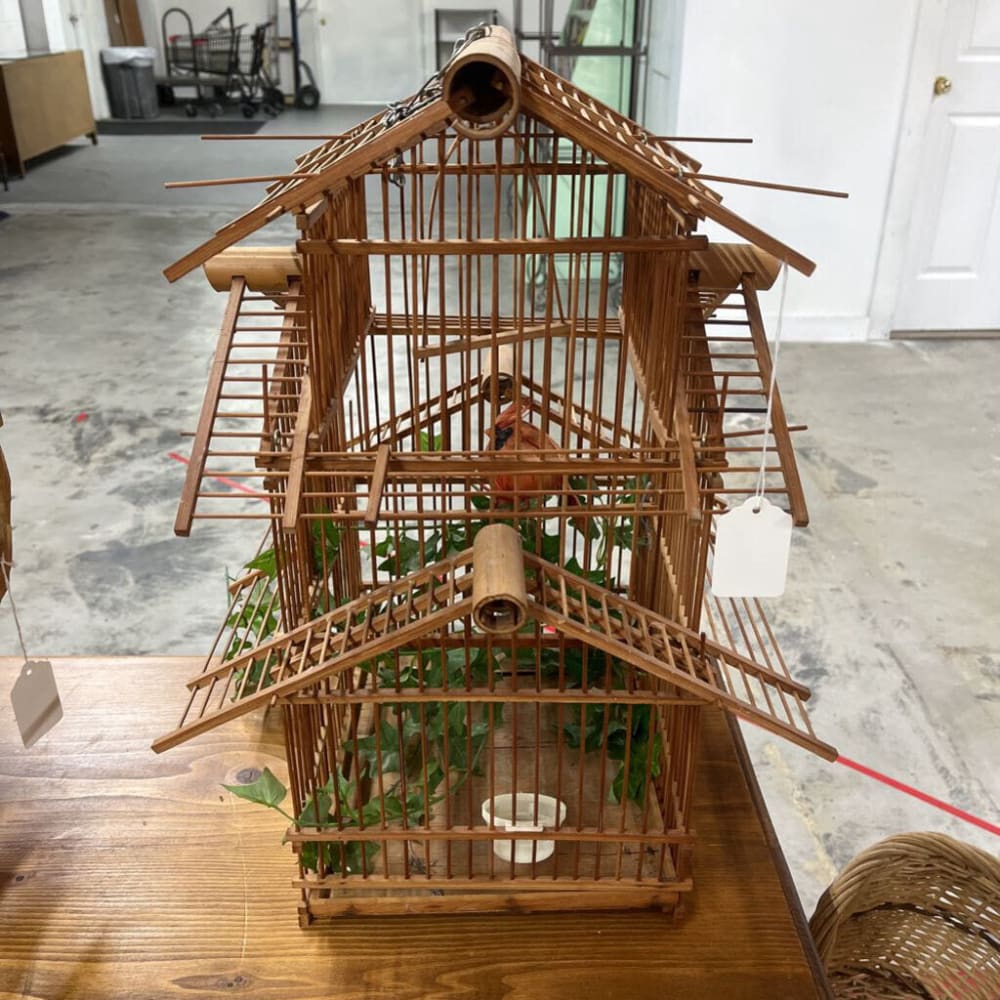 VINTAGE BAMBOO BIRD HOUSE