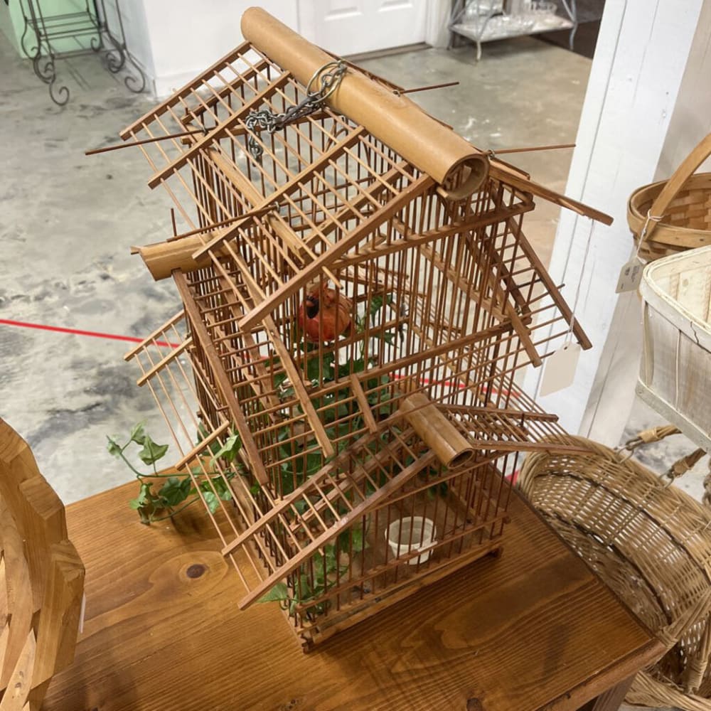 VINTAGE BAMBOO BIRD HOUSE