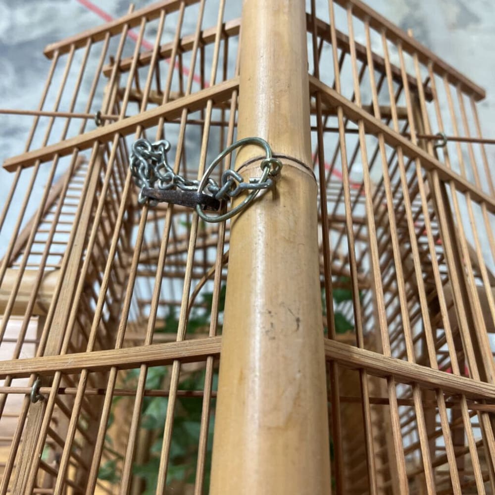 VINTAGE BAMBOO BIRD HOUSE