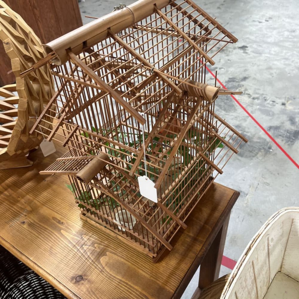 VINTAGE BAMBOO BIRD HOUSE