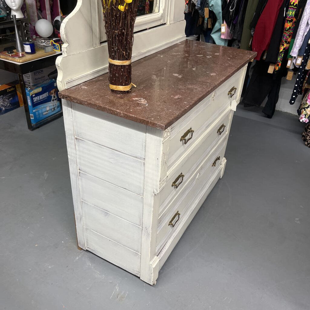 ANTIQUE 3 DRAWER CHEST WITH MIRROR