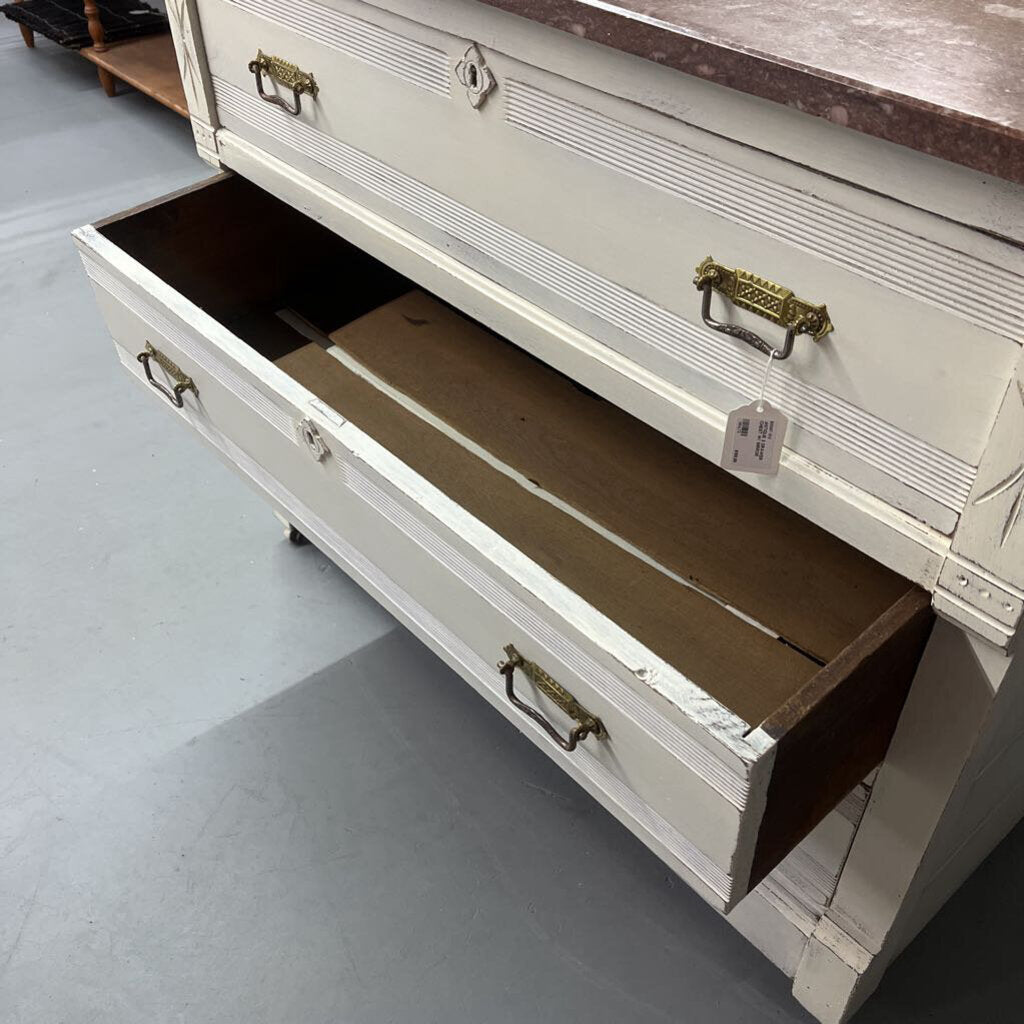 ANTIQUE 3 DRAWER CHEST WITH MIRROR