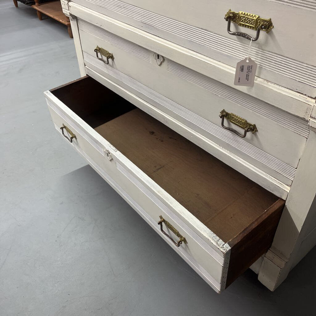 ANTIQUE 3 DRAWER CHEST WITH MIRROR