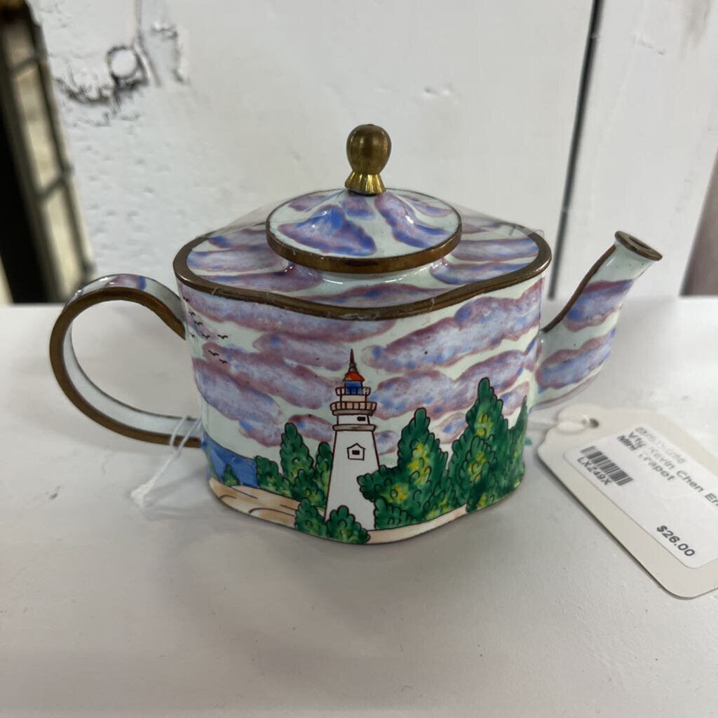 Vtg Kevin Chen Enamel Mini Teapot