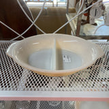 FIRE KING PEACH LUSTRE DIVIDED DISH
