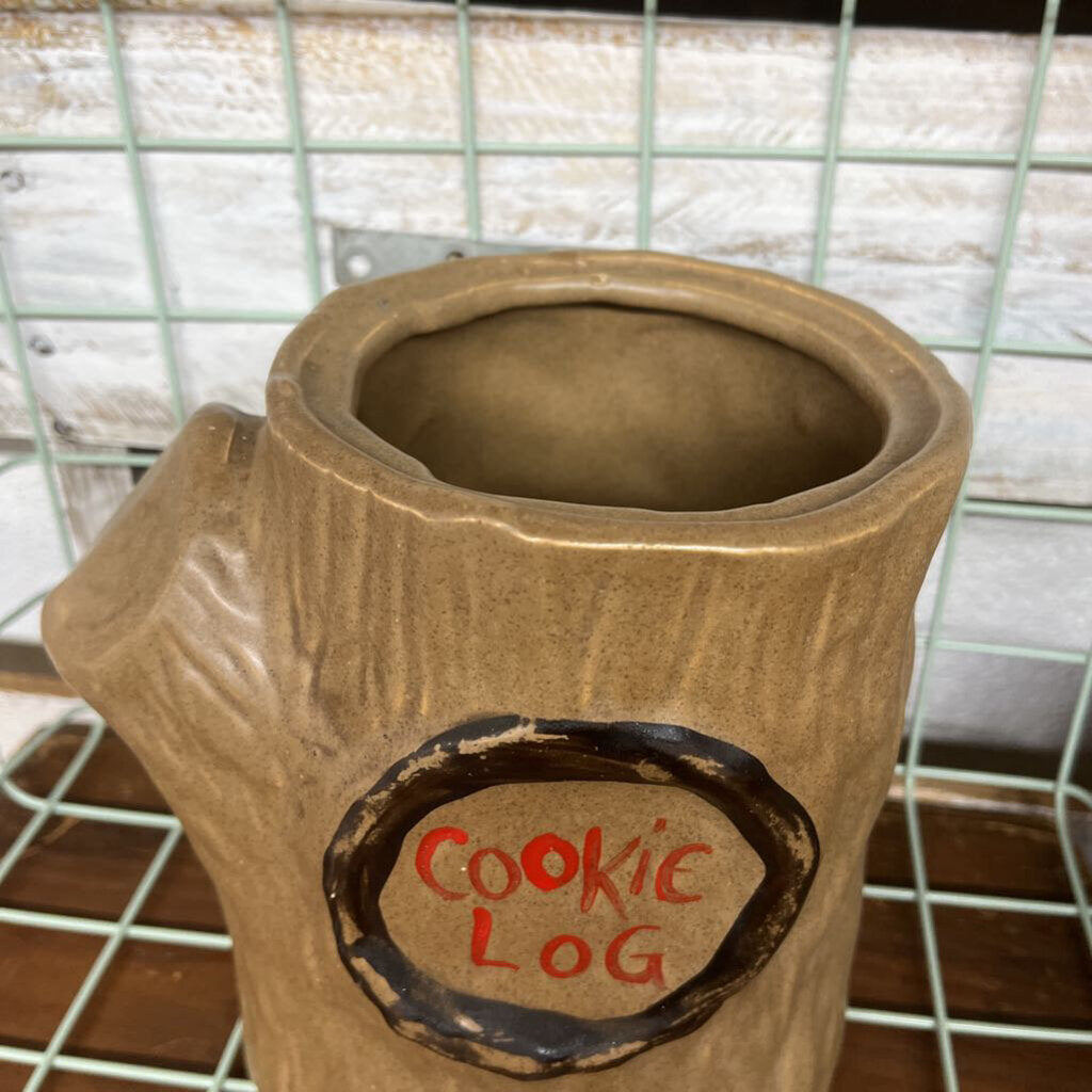 COOKIE JAR, SQUIRREL/LOG 1960'S