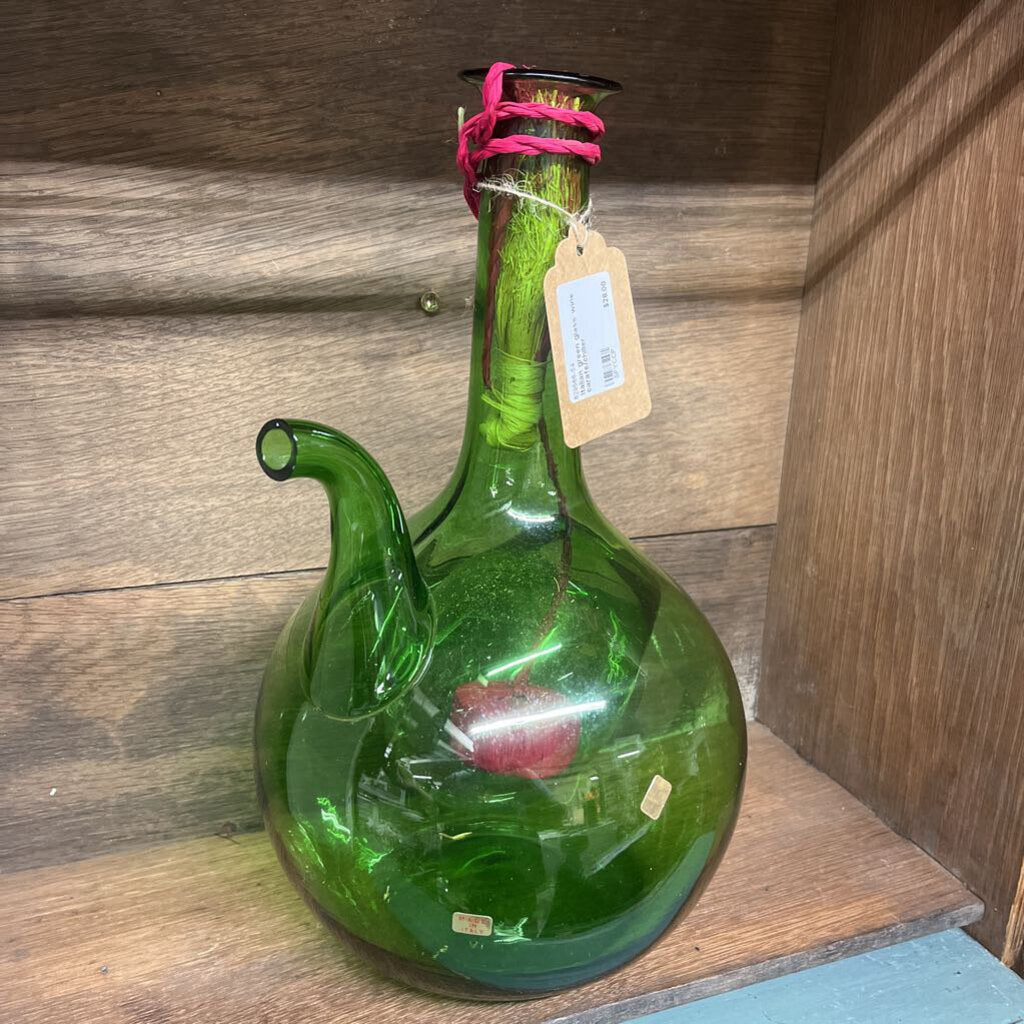 ITALIAN GREEN GLASS WINE CARAFE/CHILLER