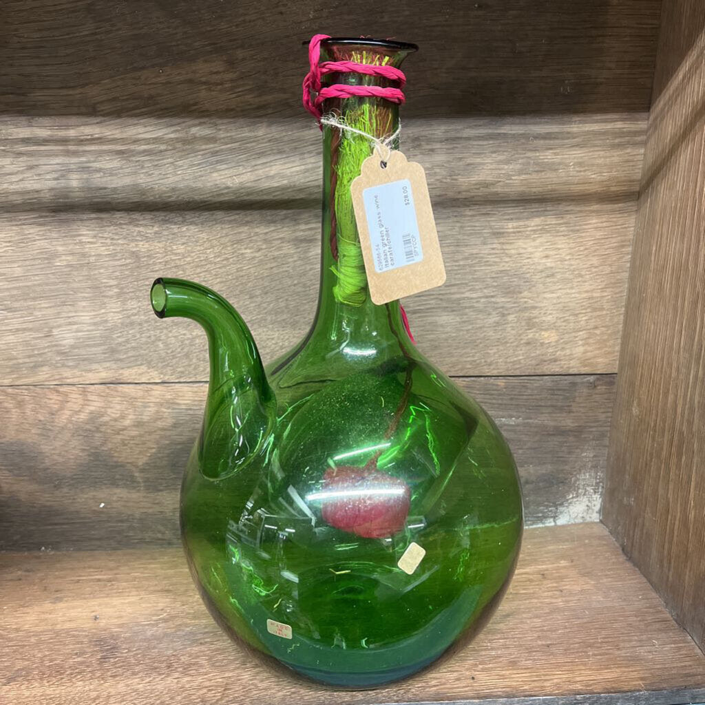 ITALIAN GREEN GLASS WINE CARAFE/CHILLER