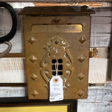 BRASS WALL MOUNT MAILBOX W/NEWSPAPER CRADLE/SCREWS