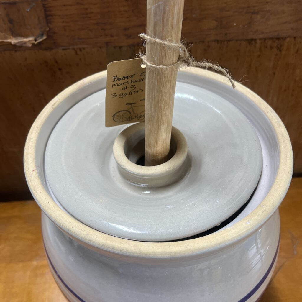 BUTTER CHURN, VTG MARSHALL POTTERY, 3 GAL