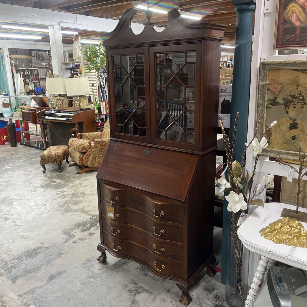 SECRETARY, COLONIAL STYLE, 4 DRAWER, BALL/CLAWFOOT