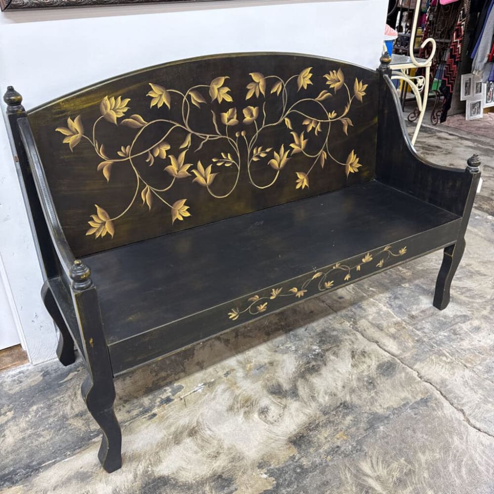 BLACK & GOLD TOLEWARE BENCH