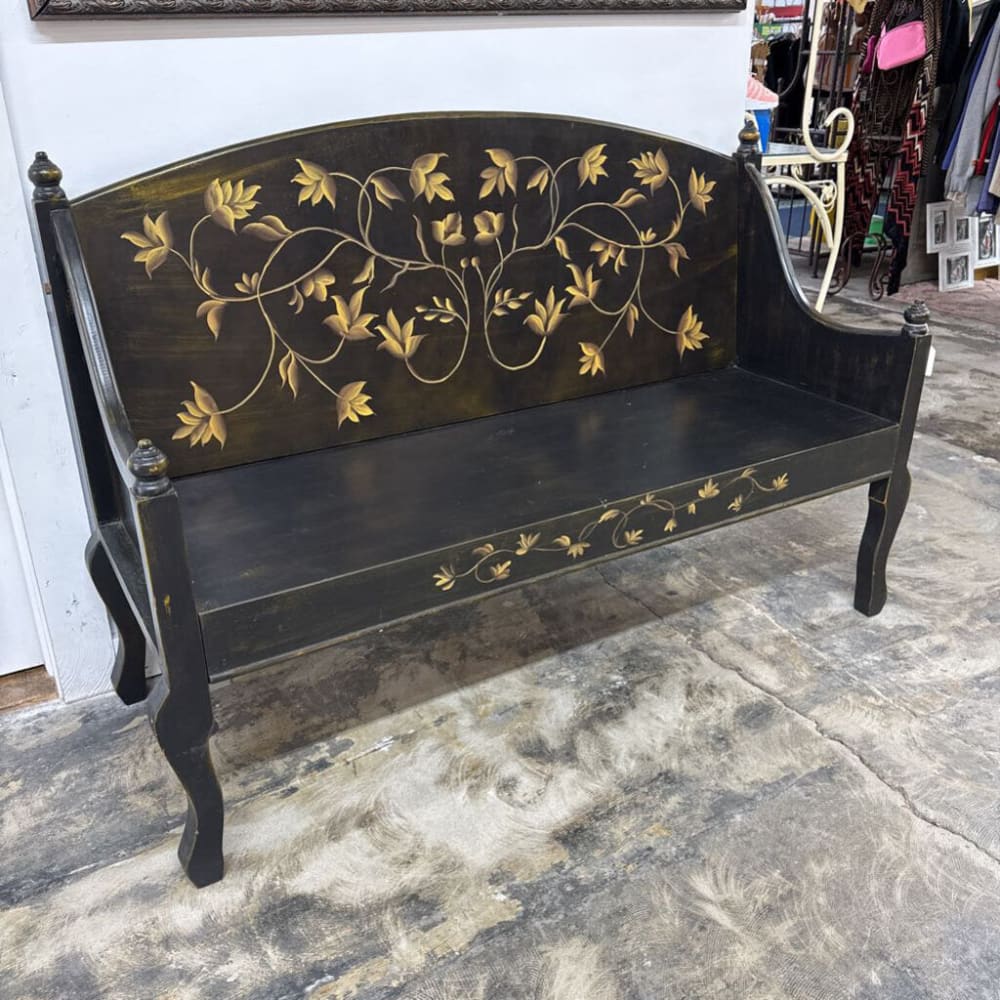 BLACK & GOLD TOLEWARE BENCH