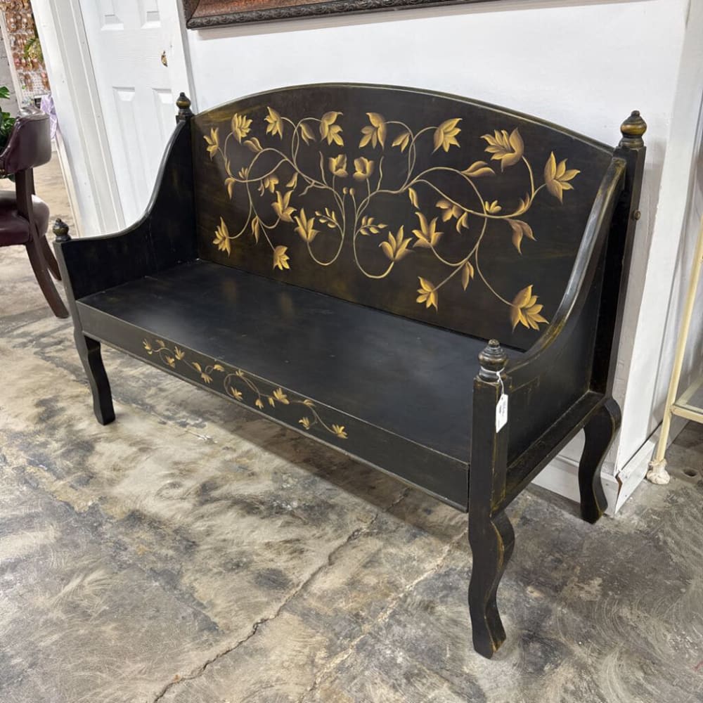 BLACK & GOLD TOLEWARE BENCH