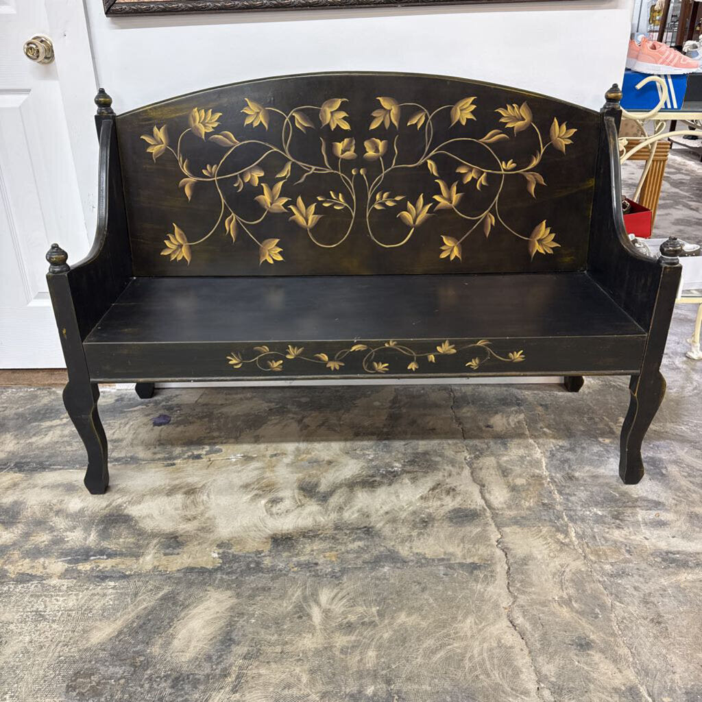 Black & Gold Toleware Bench