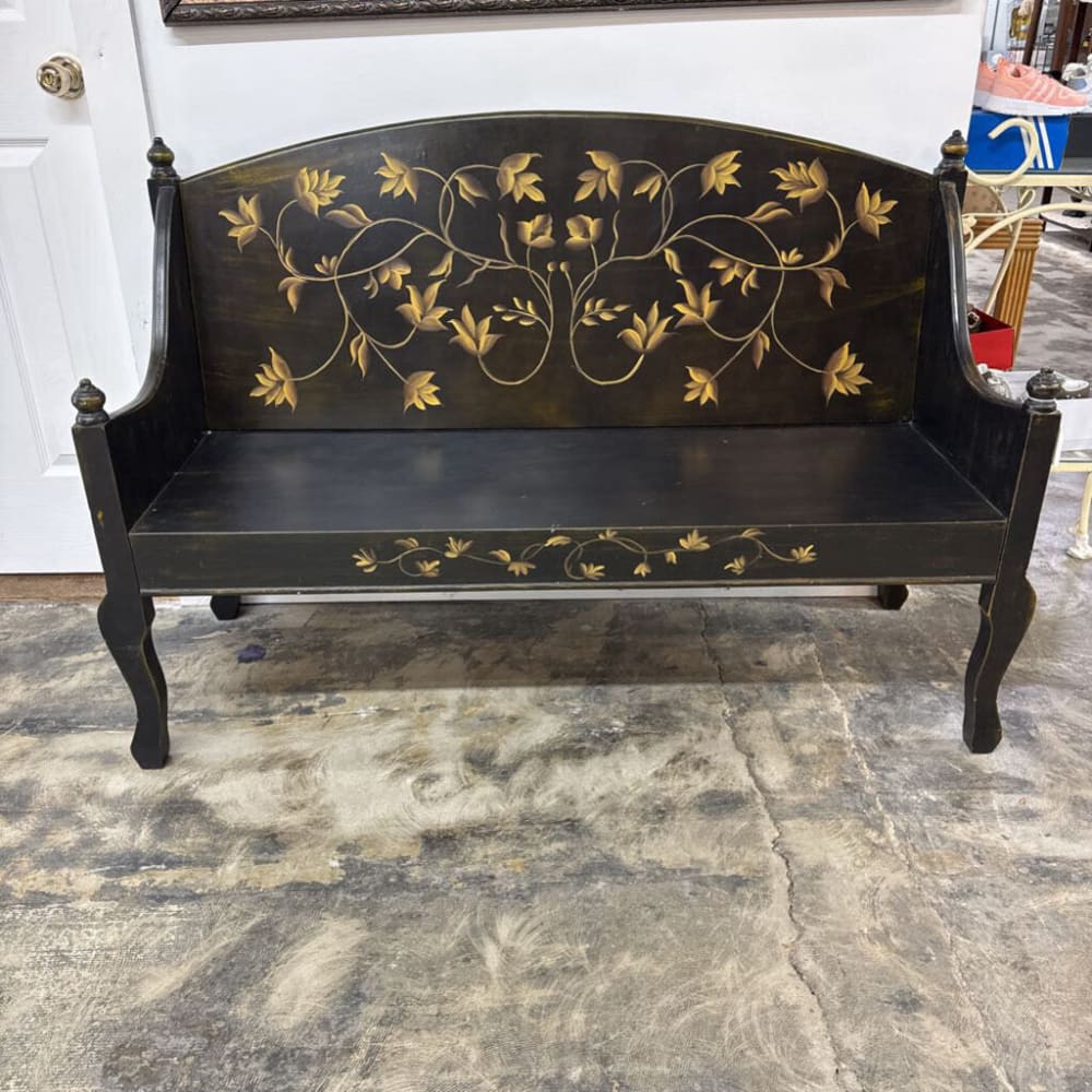 BLACK & GOLD TOLEWARE BENCH