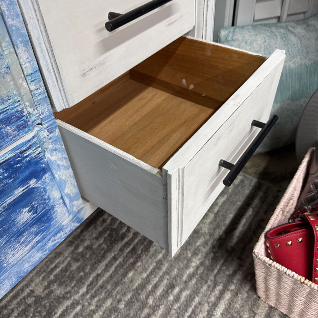 8 DRAWER MULTIPURPOSE NAUTICAL THEMED DISTRESSED DRESSER