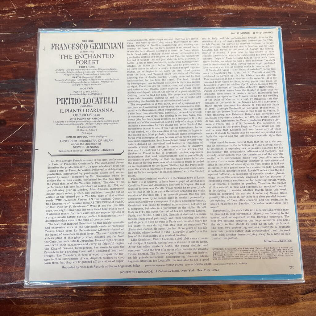 Francesco Geminiani - Pietro Locatelli - Angelicum Orchestra of Milan - Newell Jenkins - The Enchanted Forest / Il Pianta D'Arianna, Op. 7, No. 6