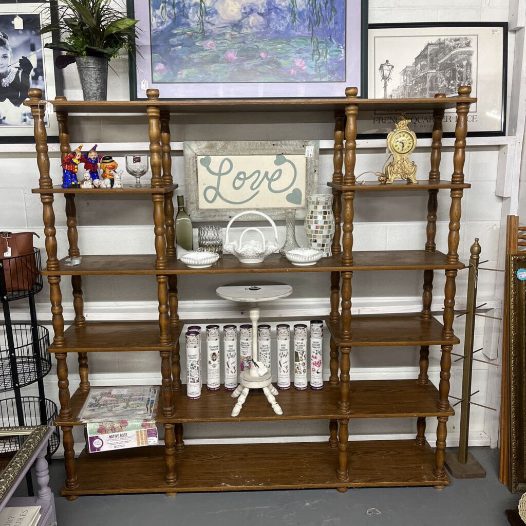 LARGE TIERED SPINDLED WOOD SHELF