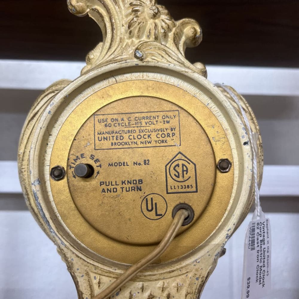 VINTAGE UNITED CLOCK CORP ELECTRIC MODEL 82 CAST IRON CLOCK