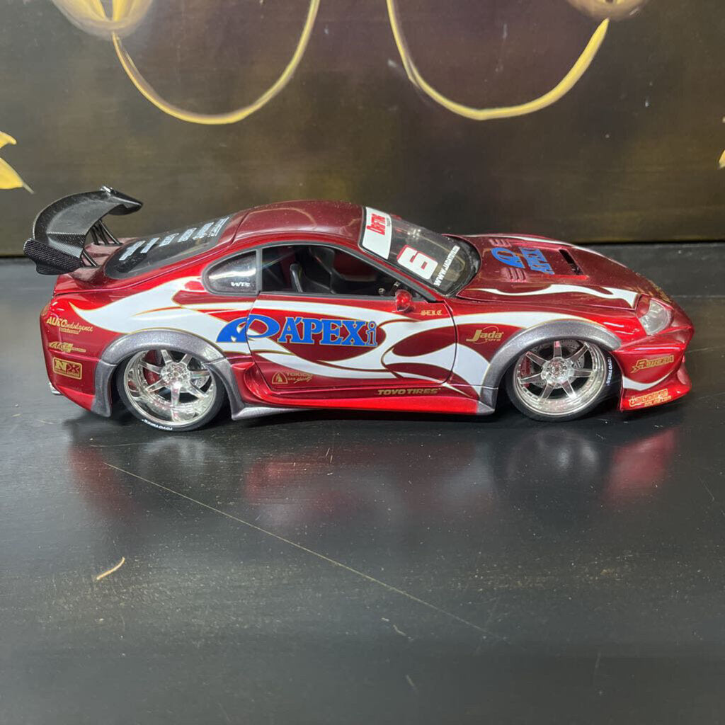 TOYOTA SUPRA DIECAST 1:18 MODEL W/ EXTRA WHEELS & STAND