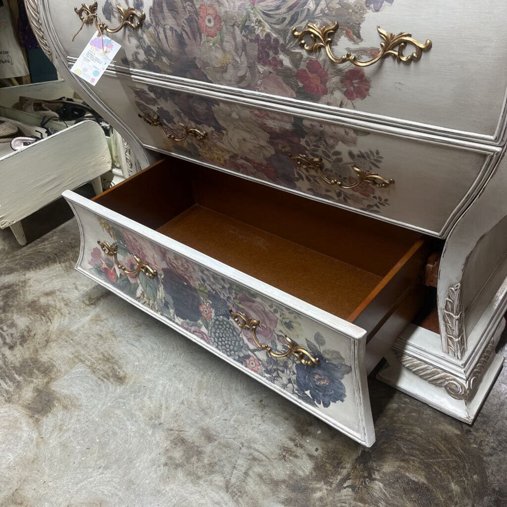 BOMBAY CHEST, 4 DRAWER, MARBLE TOP, FLORAL
