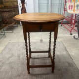 ANTIQUE TIGER OAK BARLEY TWIST ACCENT TABLE