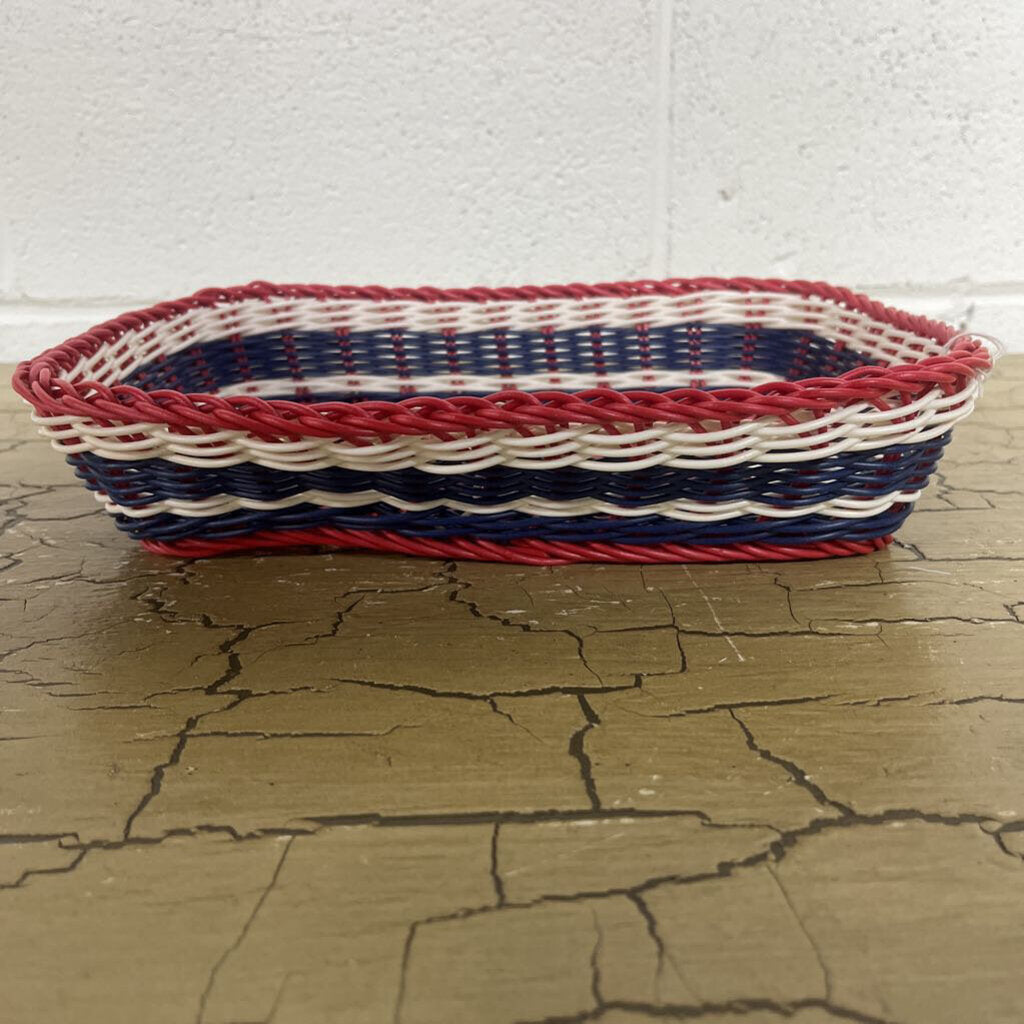 RED WHITE & BLUE RECTANGLE BASKET