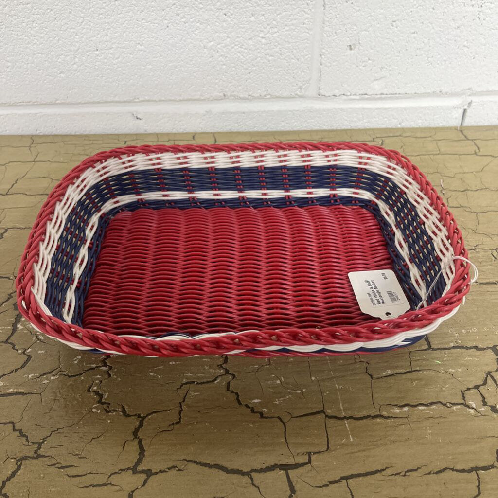 RED WHITE & BLUE RECTANGLE BASKET