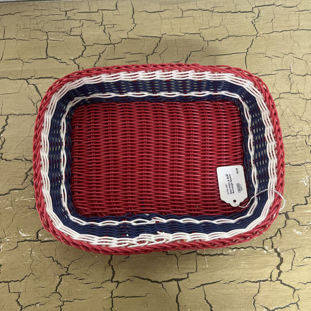 RED WHITE & BLUE RECTANGLE BASKET