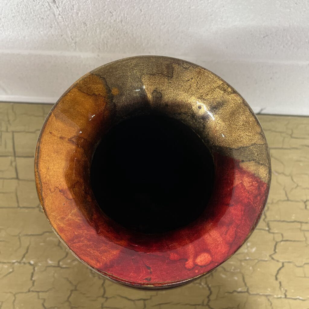 Lg red/gold vase