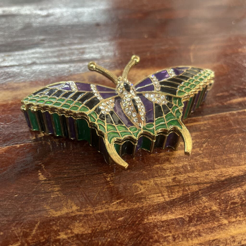 RHINESTONE ENAMEL BUTTERFLY TRINKET BOX