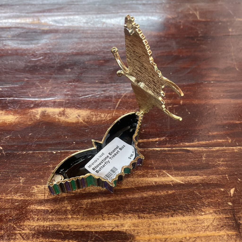 RHINESTONE ENAMEL BUTTERFLY TRINKET BOX