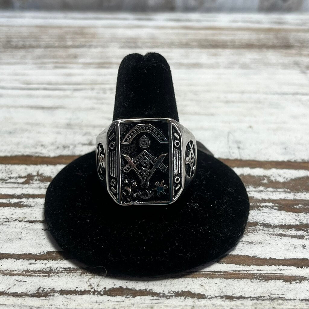 NEW STAINLESS STEEL MASONIC RING SZ 11