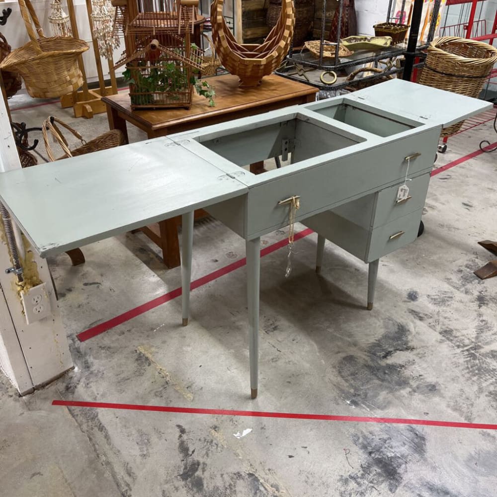 SEAFOAM ANTIQUE SEWING MID CENTURY BAR