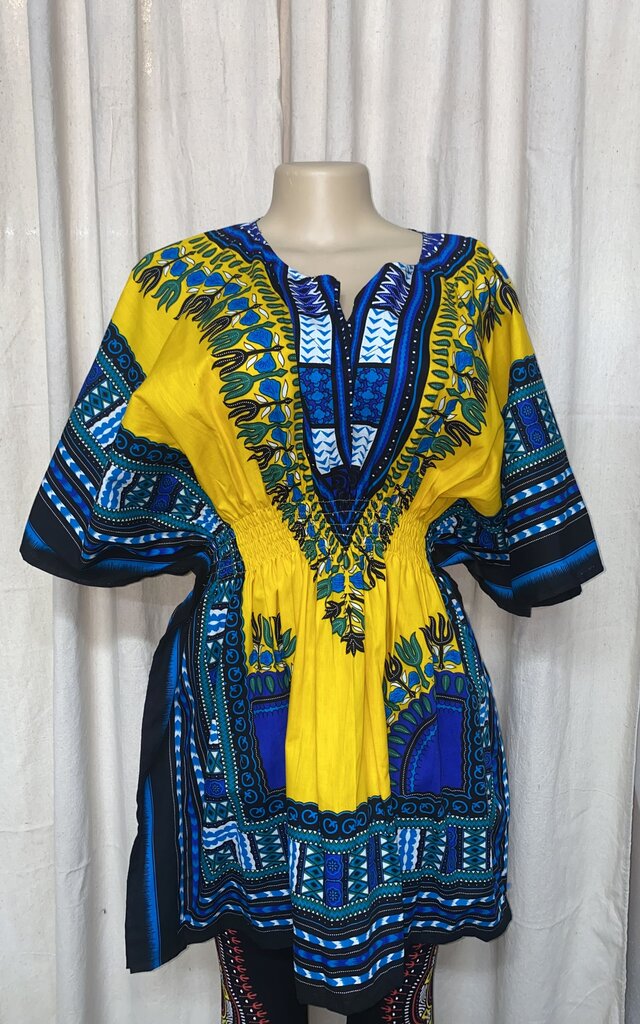 BUTTERFLY DASHIKI - VINTAGE STYLE - BOHO YELLOW