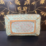 VTG AQUA WICKER SUITCASE