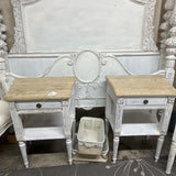 White Distressed Marble Top Nightstands/End Tables