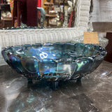FRUIT BOWL, FOOTED, INDIANA GLASS, IRIDESCENT BLUE