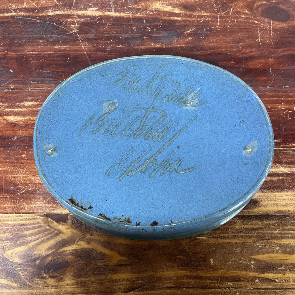 BLUE OVAL SIGNED POTTERY