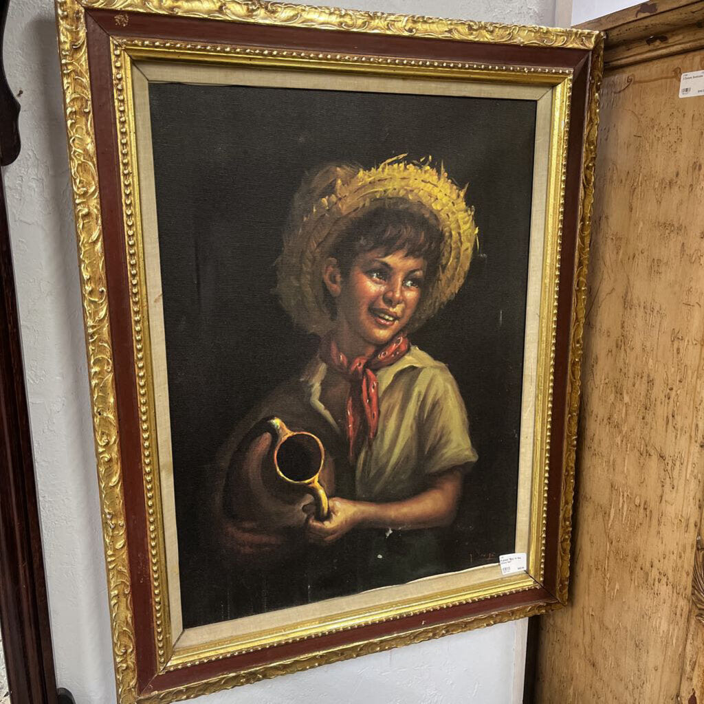 FRAMED "BOY IN THE STRAW HAT"