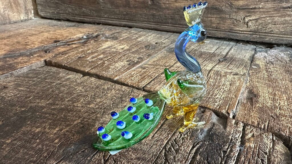 Small glass peacock