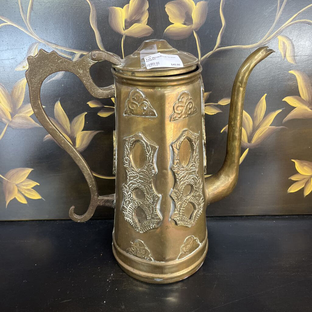 TALL DECORATIVE BRASS TEAPOT