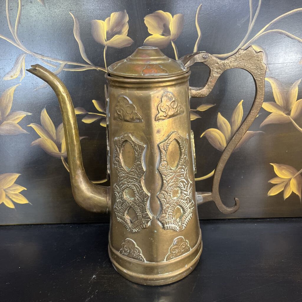 TALL DECORATIVE BRASS TEAPOT