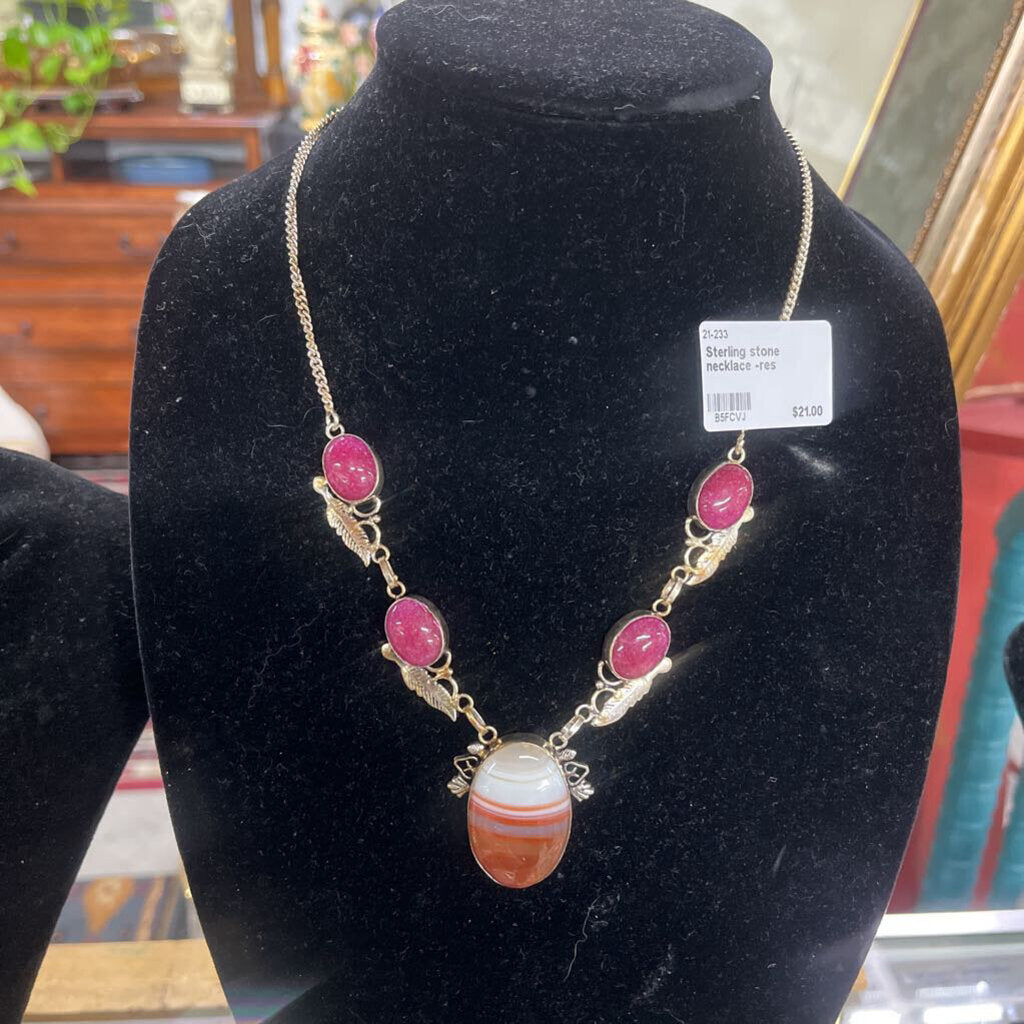 STERLING STONE NECKLACE -RES