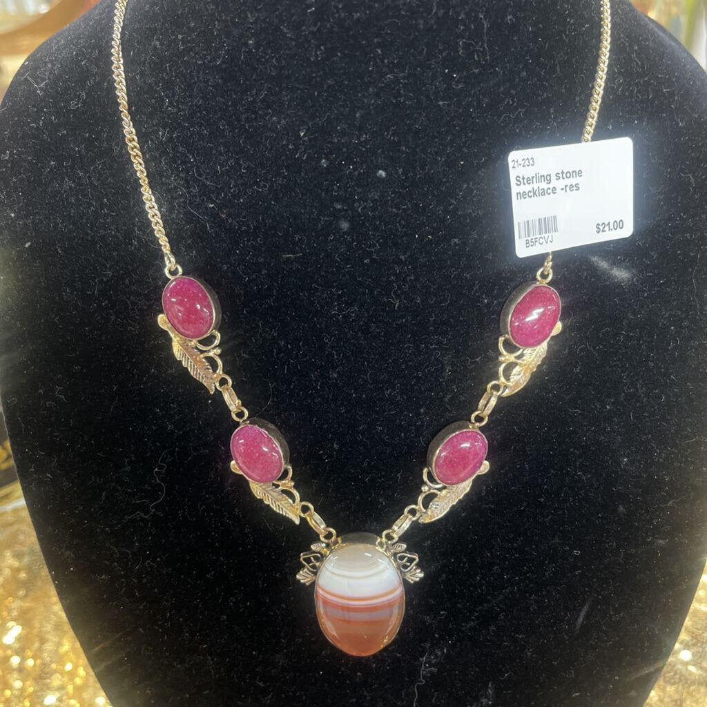 STERLING STONE NECKLACE -RES